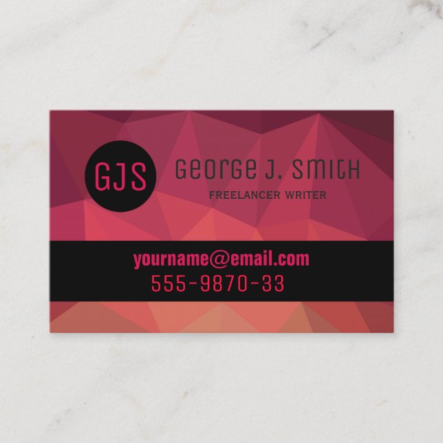 Freelancer writer modern hi-tech business card (Front)