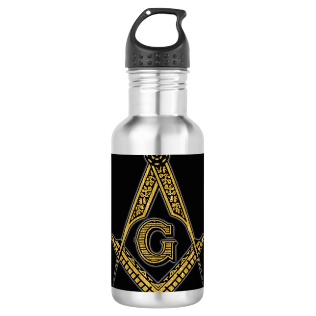 Freemason (Black & Gold) 710 Ml Water Bottle (Front)