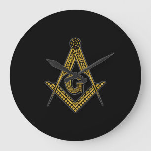 Freemason (Black & Gold) Large Clock