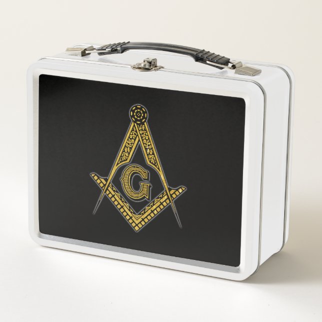 Freemason (Black & Gold) Metal Lunch Box (Front)