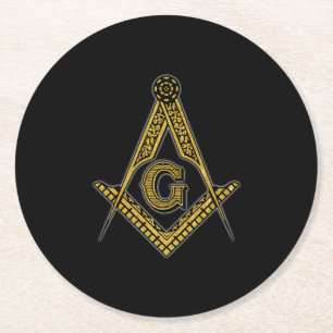 Freemason (Black & Gold) Round Paper Coaster
