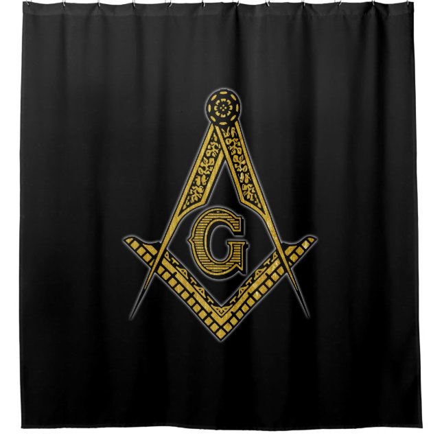 Freemason (Black & Gold) Shower Curtain (Front)