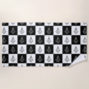 Freemason Checkered Pattern Beach Towel