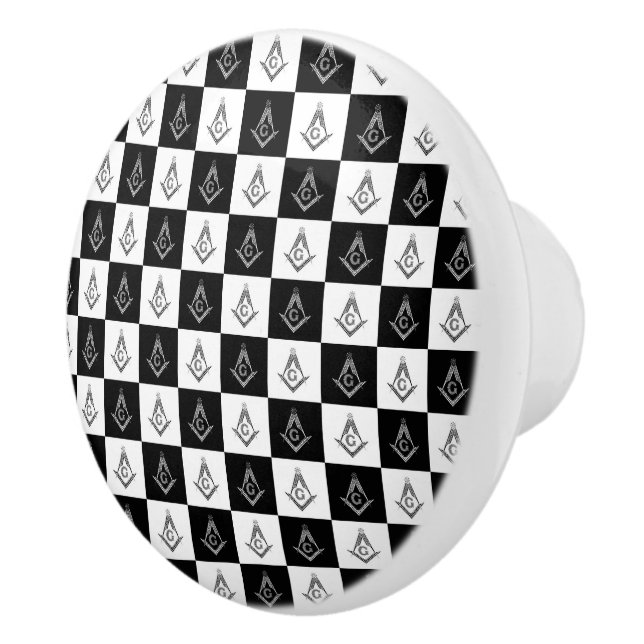 Freemason Checkered Pattern Ceramic Knob (Right)