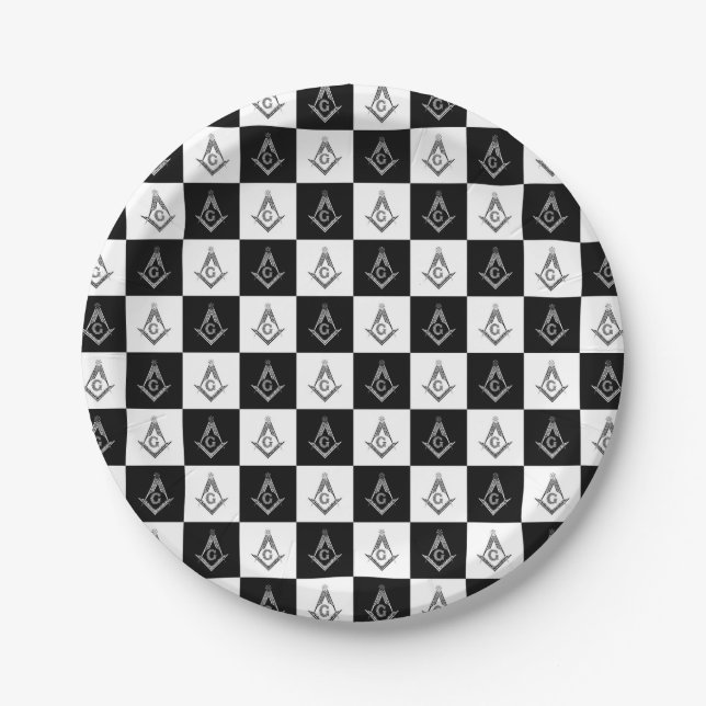 Freemason Checkered Pattern Paper Plate (Front)