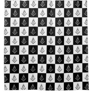 Freemason Checkered Pattern Shower Curtain