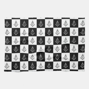 Freemason Checkered Pattern Tea Towel