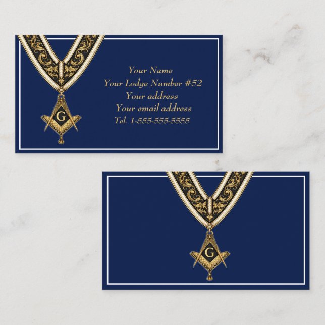 Freemason Freemasonry Symbol Masonic Blue Gold Business Card (Front/Back)