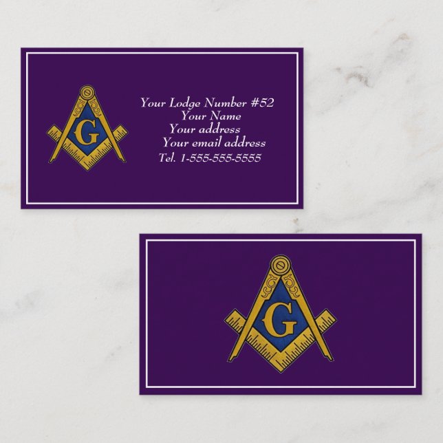 Freemason Freemasonry Symbol Masonic Purple Business Card (Front/Back)