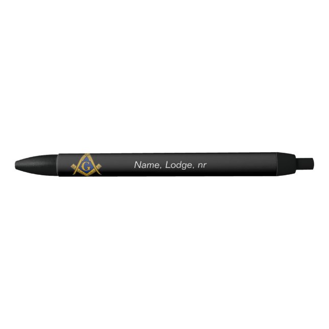 Freemason Masonic Black and gold Black Ink Pen (Front)