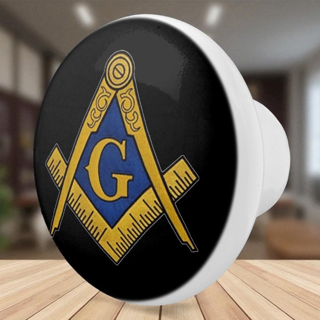 Freemason Masonic Black and gold Ceramic Knob (Creator Uploaded)