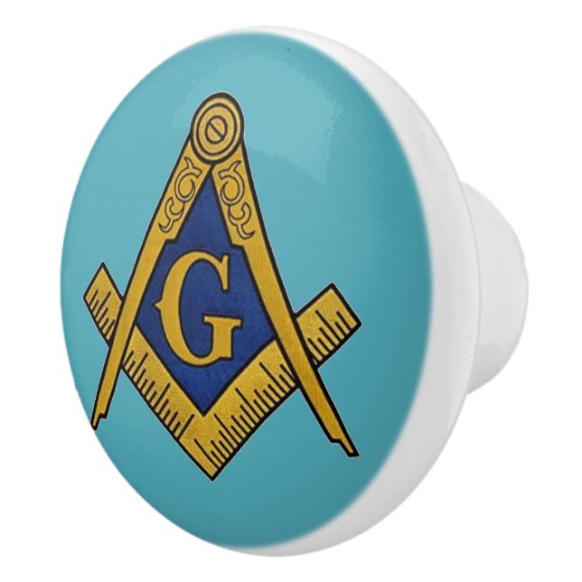 Freemason Masonic Blue and gold Ceramic Knob (Right)