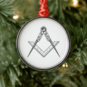 Freemason Masonic Christmas Wreath Rustic Metal Ornament