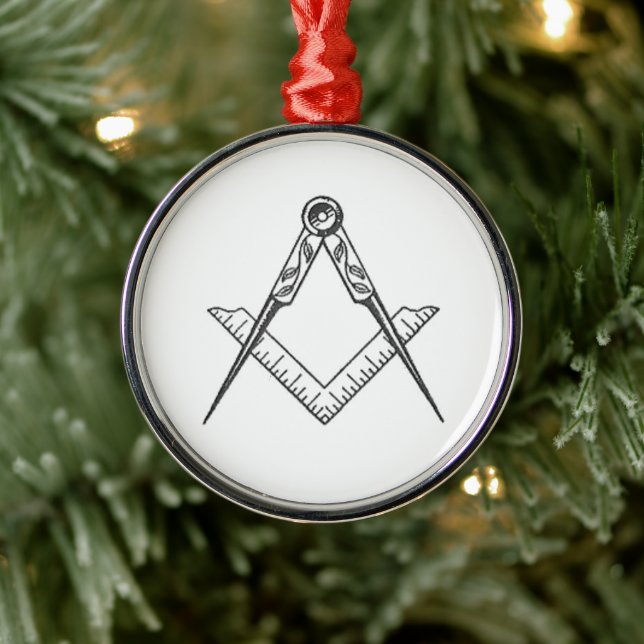 Freemason Masonic Christmas Wreath Rustic Metal Ornament (Tree)