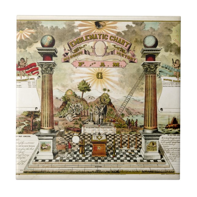 Freemason Masonic Emblematic Chart Tile (Front)