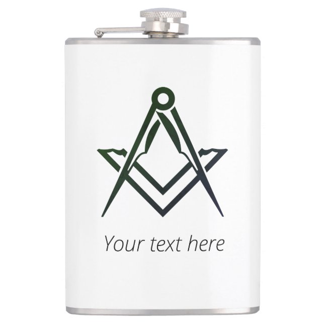 Freemason Masonic Gifts Square Compass Freemasonry Hip Flask (Front)