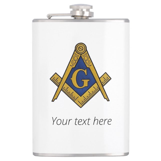 Freemason Masonic Gifts Square Compass Freemasonry Hip Flask (Front)
