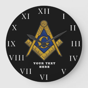 Freemason Masonic Lodge Masonry Large Clock