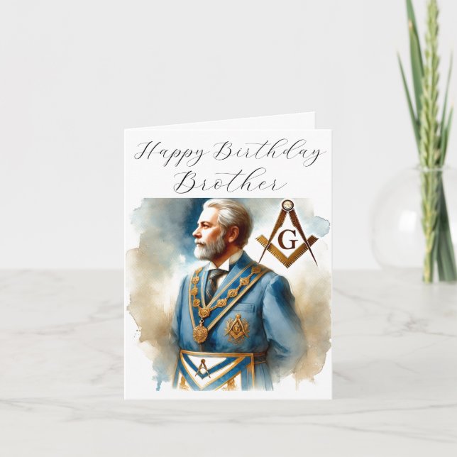 Freemason Masonic Mason Freemason Birthday Thank You Card (Front)