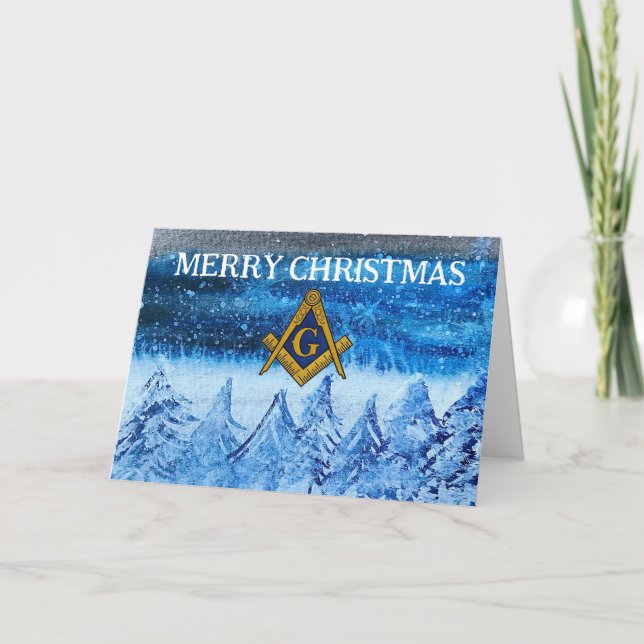 Freemason Masonic Mason Freemason Christmas Thank You Card (Front)