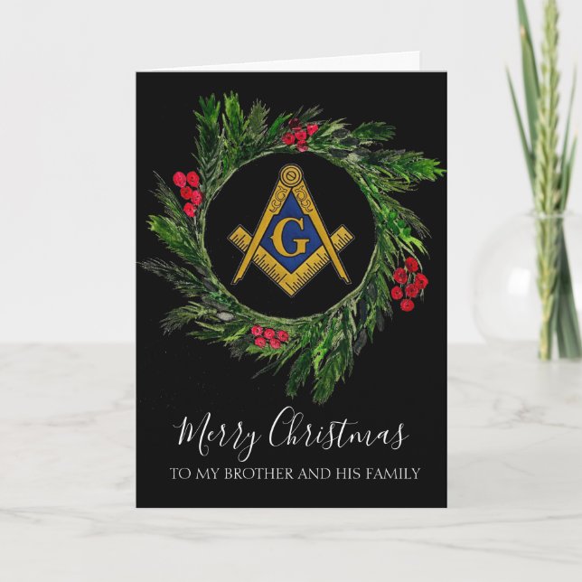 Freemason Masonic Mason Freemason Christmas Thank You Card (Front)