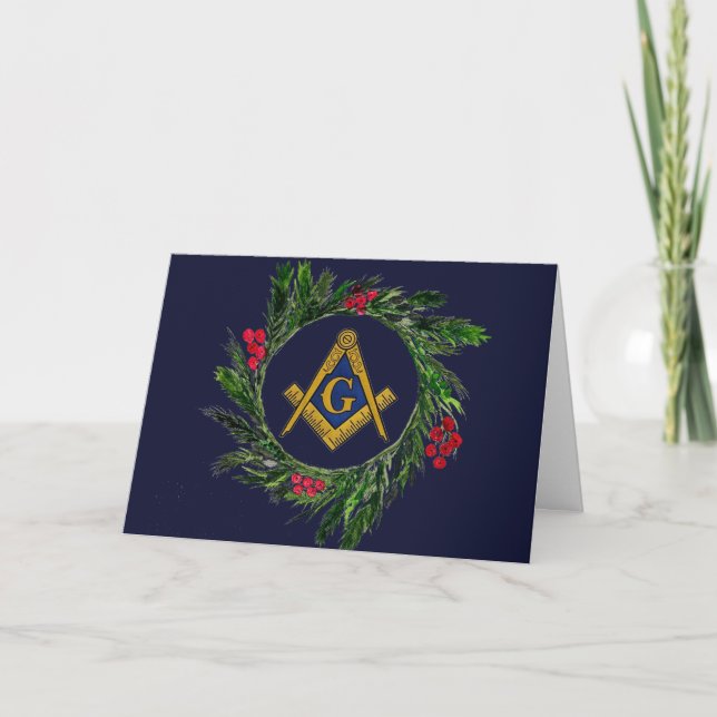 Freemason Masonic Mason Freemason Christmas Thank You Card (Front)