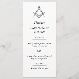 Freemason Masonic Masonry Dinner Food Menu