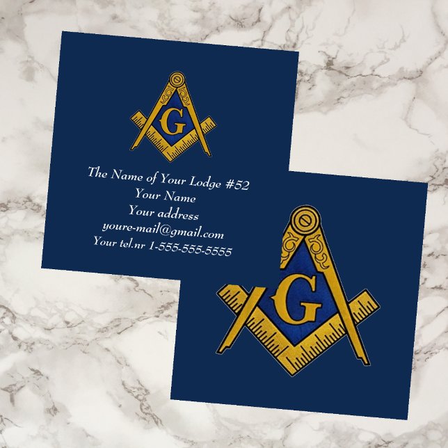 Freemason Masonic Masonry Navy Blue Square Business Card (Creator Uploaded)