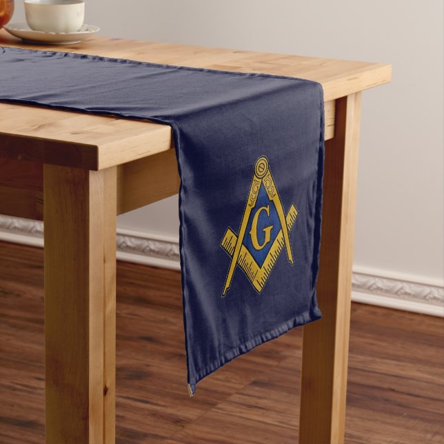Freemason Masonic Masonry Square and Compass Long Table Runner (In Situ)