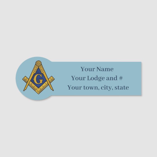 Freemason Masonic Masonry Square and Compass Name Tag (Front)