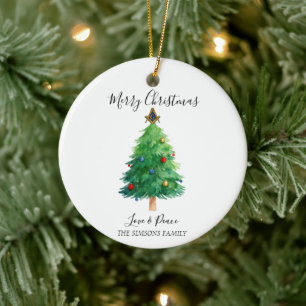 Freemason Masonic Pine Merry Christmas Tree Ceramic Ornament