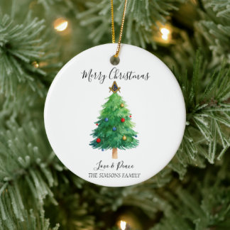 Freemason Masonic Pine Merry Christmas Tree Ceramic Ornament