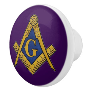 Freemason Masonic Purple and gold Ceramic Knob