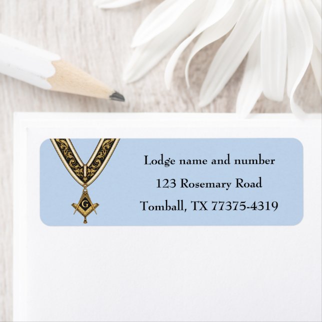 Freemason Masonic Square and Compass Blue Return Address Label (Insitu)