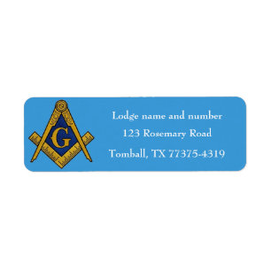 Freemason Masonic Square and Compass Blue Return Address Label