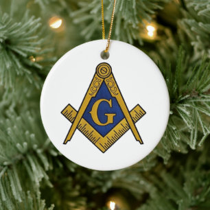 Freemason Masonic Square and Compass Freemasonry Ceramic Ornament