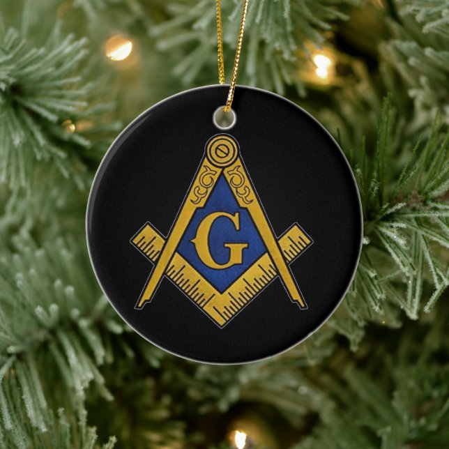 Freemason Masonic Square and Compass Freemasonry Ceramic Ornament (Tree)