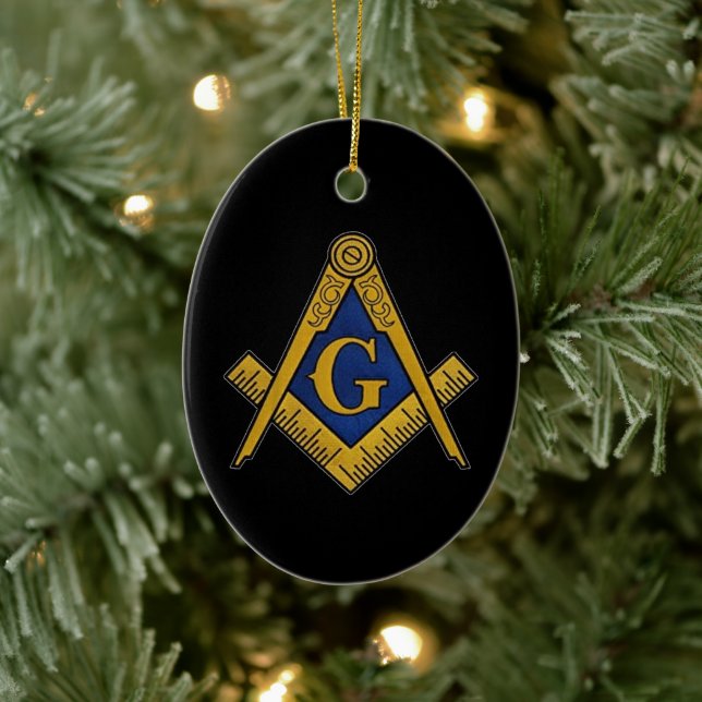 Freemason Masonic Square and Compass Freemasonry Ceramic Ornament (Tree)
