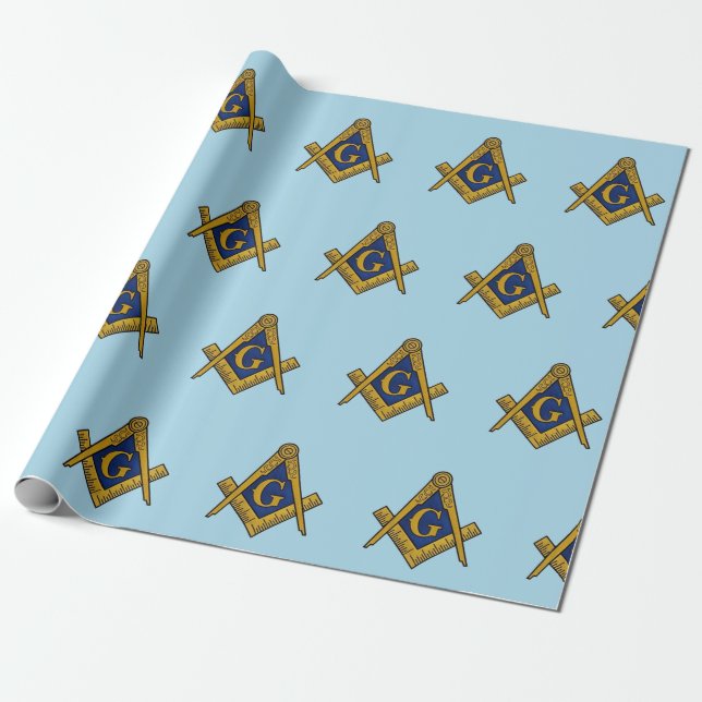 Freemason Masonic Square and Compass Freemasonry Wrapping Paper (Unrolled)