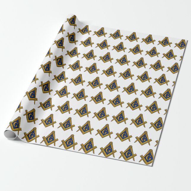 Freemason Masonic Square and Compass Freemasonry Wrapping Paper (Unrolled)