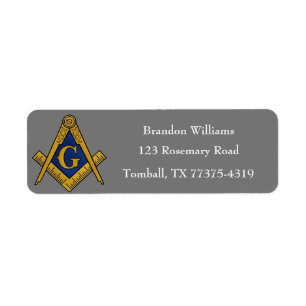 Freemason Masonic Square and Compass Grey Return Address Label