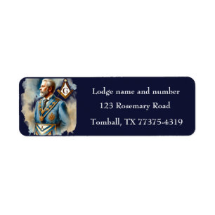 Freemason Masonic Square and Compass Navy Blue Return Address Label