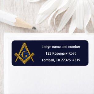 Freemason Masonic Square and Compass Navy Blue Return Address Label