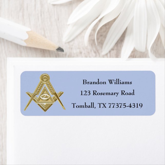 Freemason Masonic Square and Compass  Return Address Label (Insitu)