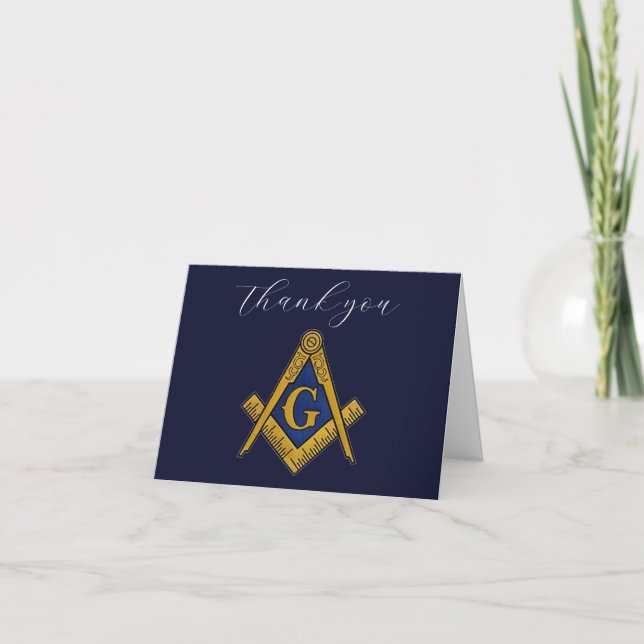 Freemason Masonic Square and Compass Thank you  Card (Front)