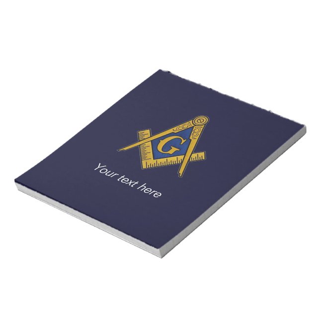Freemason Masonic Square Compass Navy Blue Notepad (Rotated)