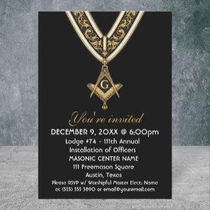 Freemason Masonry Black Square and Compass Invitation