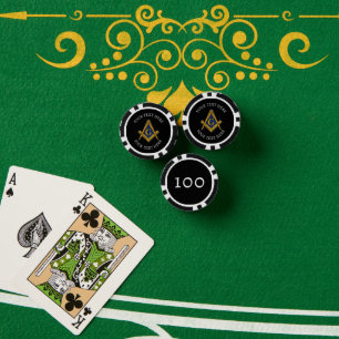 Freemason Masonry Masonic Black Square and Compass Poker Chips