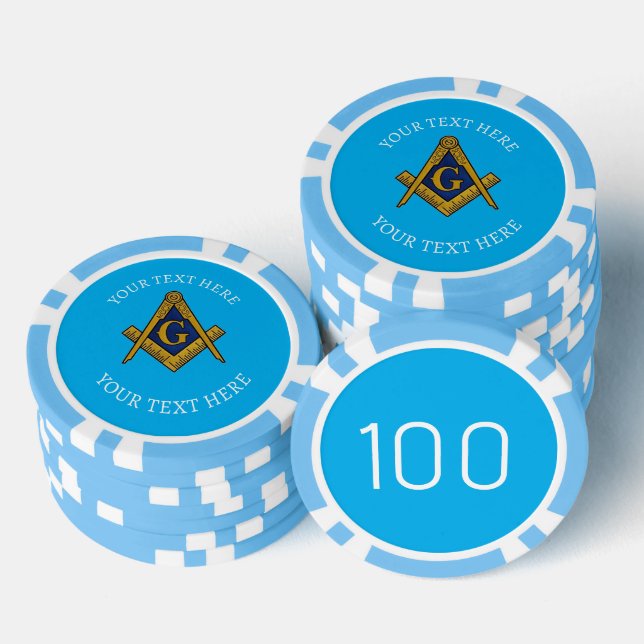 Freemason Masonry Masonic Blue Square and Compass Poker Chips (Stack)