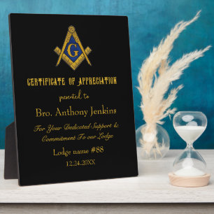 Freemason Master Mason Lodge Masonry Plaque
